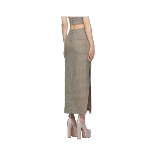Crystal-Embellished Houndstooth Midi Skirt