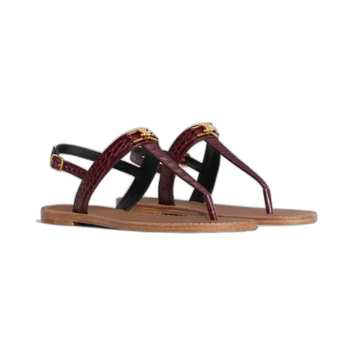 Celine Triomphe Thong In Crocodile Stamped Calfskin