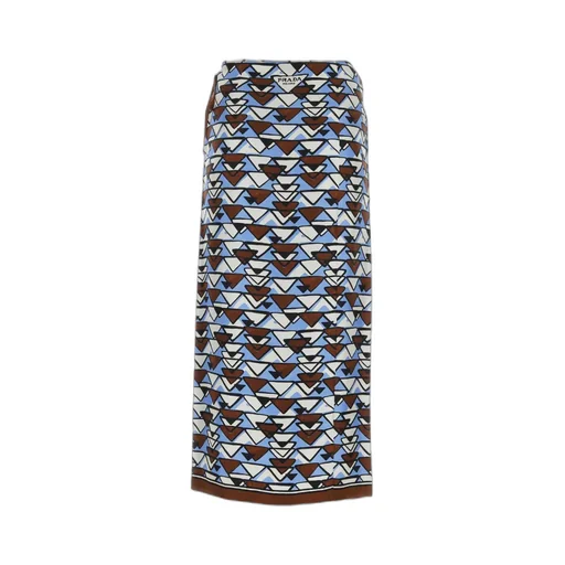 Geometric-Print Midi Skirt