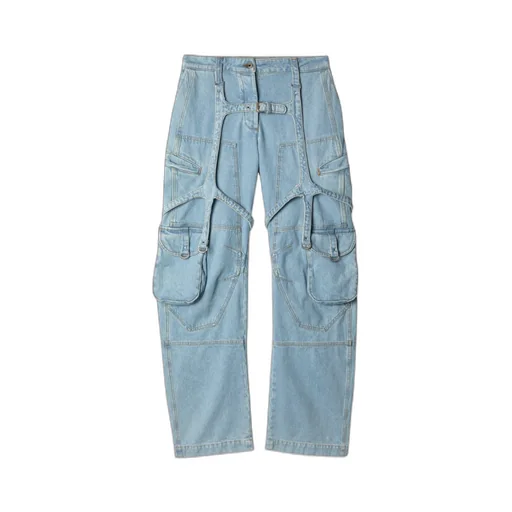 Off-White Bleach Cargo Strap Detailed Jeans