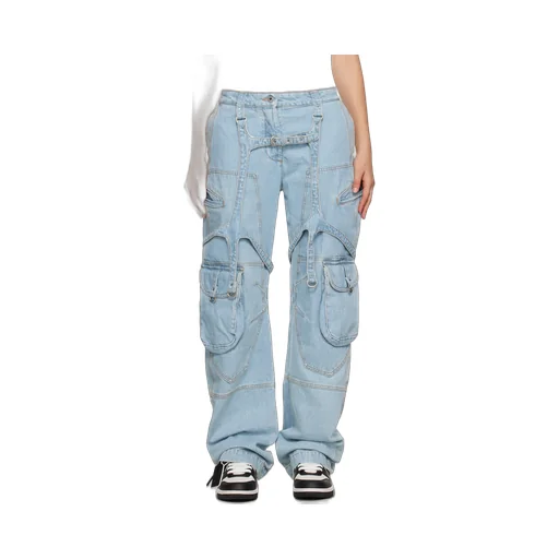 Off-White Bleach Cargo Strap Detailed Jeans