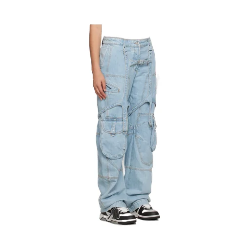 Off-White Bleach Cargo Strap Detailed Jeans
