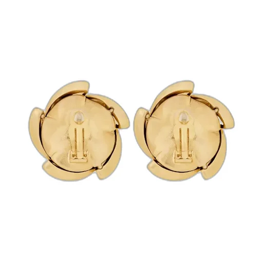 Saint Laurent Floral Motif Clip On Earrings