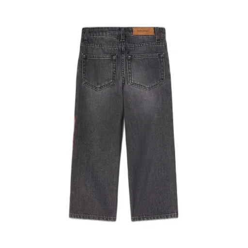 Palm Angels Kids Logo-Patch Straight Leg Jeans