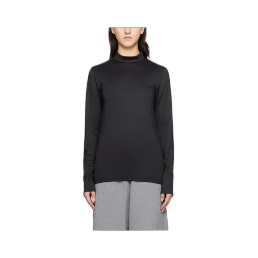 Embroidered Mock-Neck T-Shirt