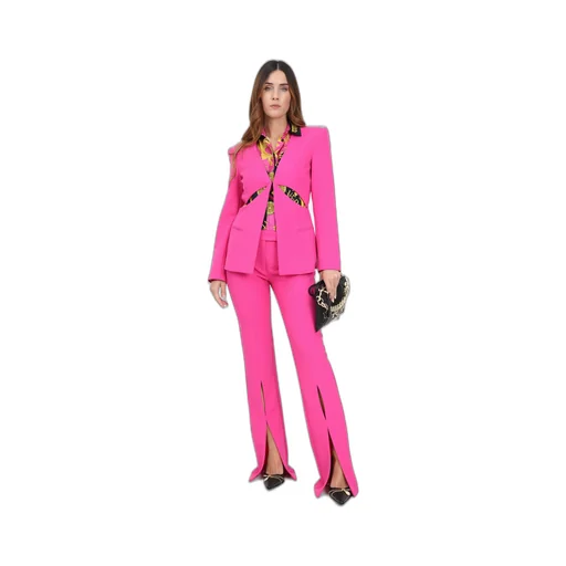 Versace Jeans Couture Logo-Lettering Front-Slits Flared Trousers