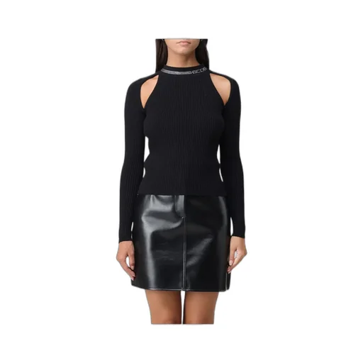Gcds Bling Embellished Cut-Out Knitted Top