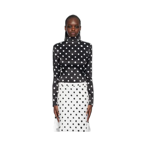 Polka-Dot Print Satin Blouse