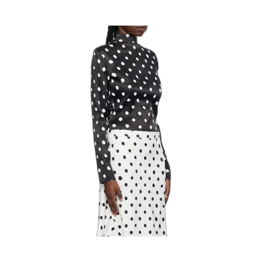 Polka-Dot Print Satin Blouse