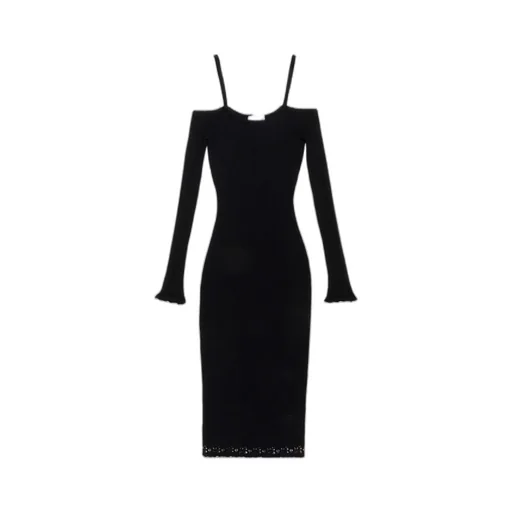Off-Shoulder Ribbed Midi Dress