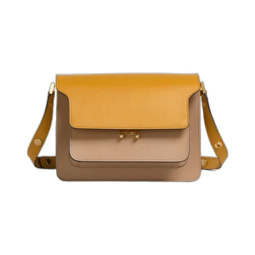 Tricolor Leather Medium Trunk Bag