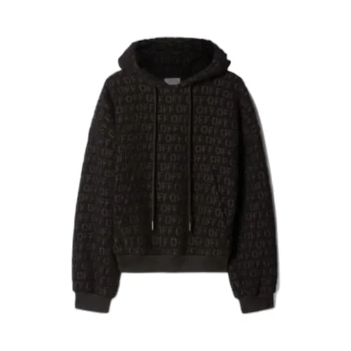 Off-White All-Over Patterned Drawstring Hoodie