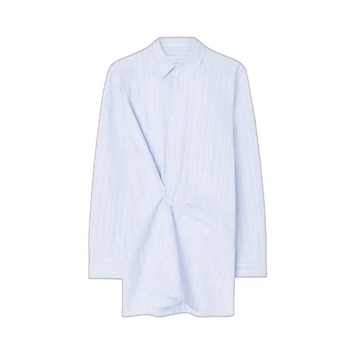 Off-White Striped Long-Sleeved Shirt Dress