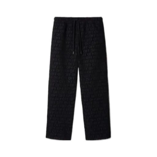 Off-White Logo-Jacquard Drawstring Straight Leg Trousers