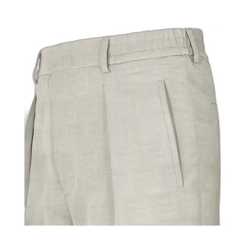 Beige Jacquard Fabric Trousers