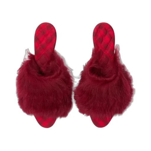 Burberry Jackie Open-Toe Shearling Sandals