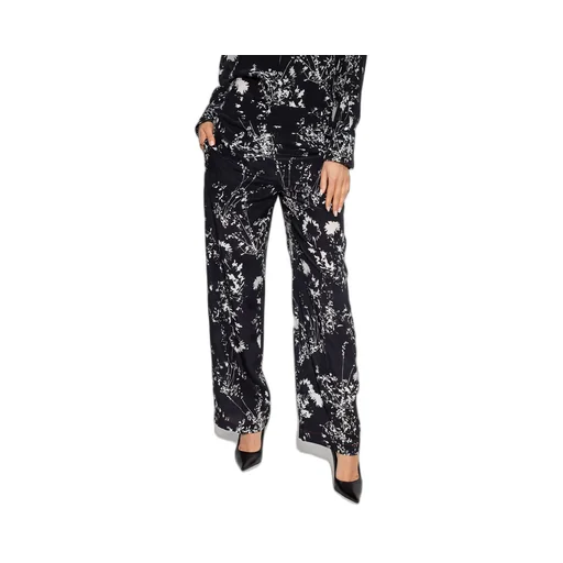 Floral-Print Silk Trousers