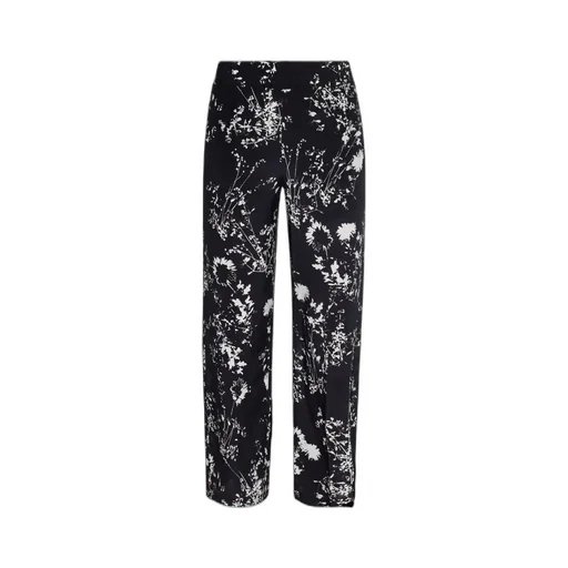 Floral-Print Silk Trousers