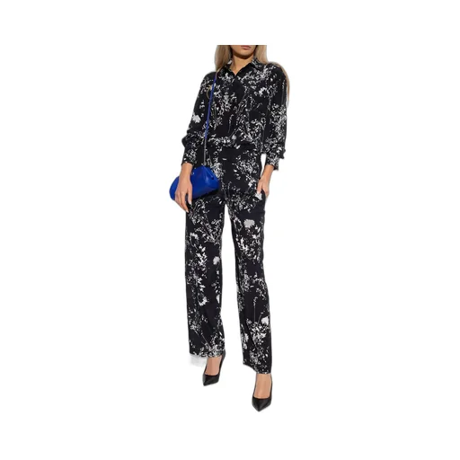 Floral-Print Silk Trousers