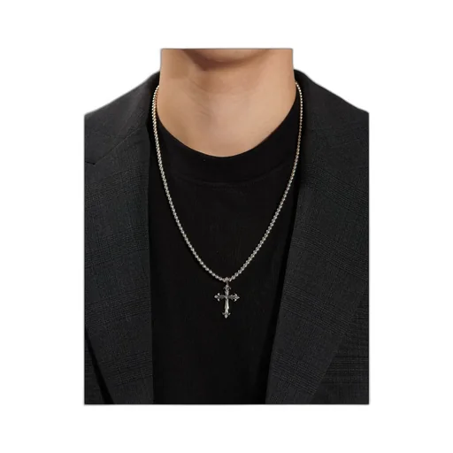 Emanuele Bicocchi Cross Pendant Beaded Chain Necklace