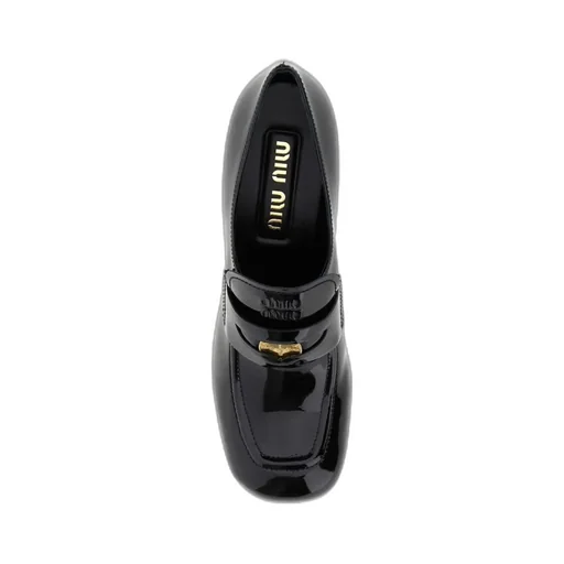 Miu Miu High-Heeled Slip-On Moccasins