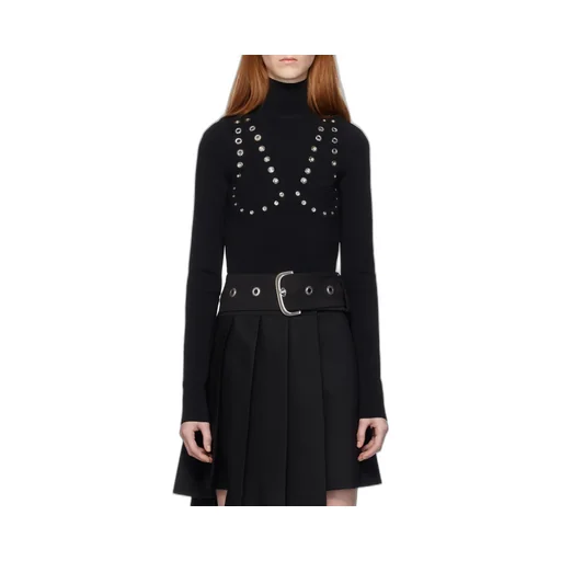 Off-White Embellished High Neck Long-Sleeved Jumper