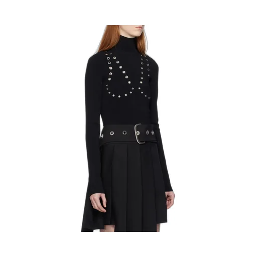 Off-White Embellished High Neck Long-Sleeved Jumper