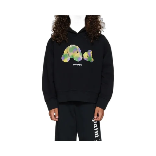 Palm Angels Kids Bear Logo-Printed Drop Shoulder Hoodie