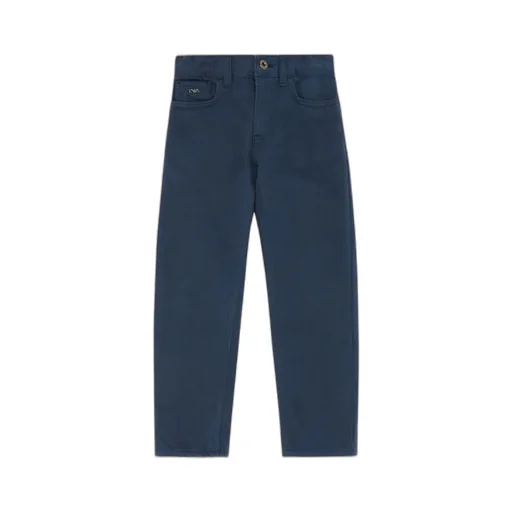 Emporio Armani Kids Logo Plaque Straight Leg Twill Chinos