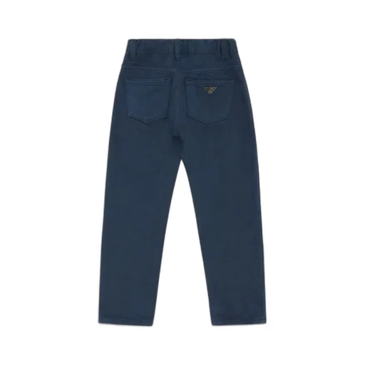Emporio Armani Kids Logo Plaque Straight Leg Twill Chinos