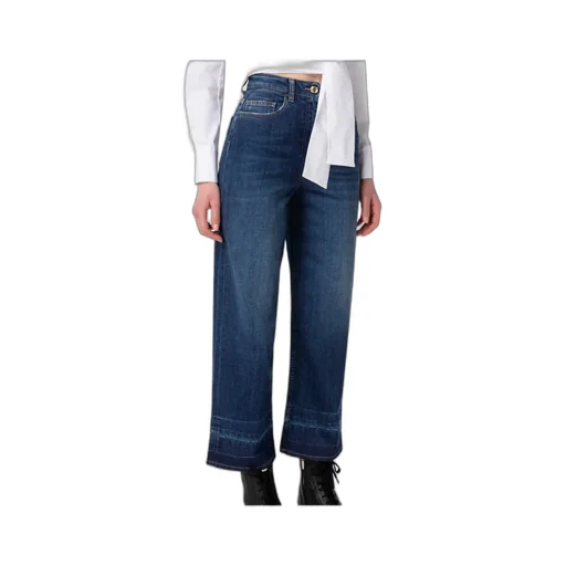 Elisabetta Franchi Logo Patch Wide Leg Jeans