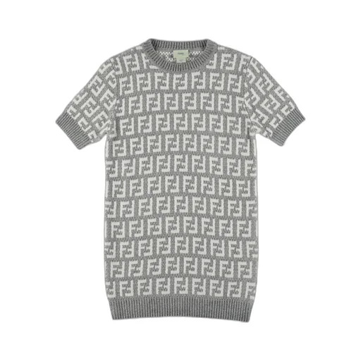 Fendi Kids Ff Motif Knit Mini Dress