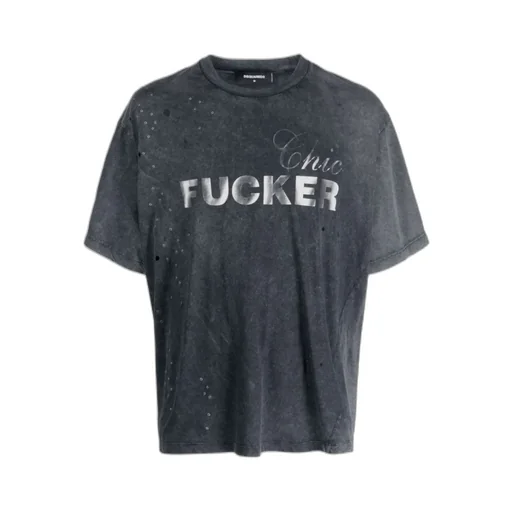 Graphic-Print Distressed T-Shirt