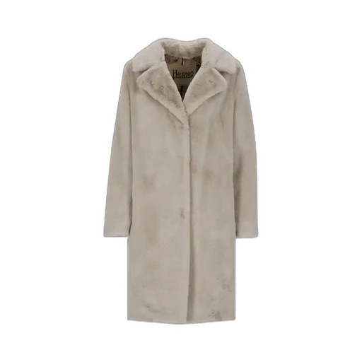 Herno Faux-Fur Single-Breasted Long Sleeved Coat