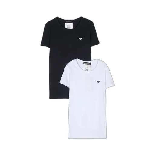 Emporio Armani Kids Micro Eagle Embroidered Two Pack Jersey T-Shirt