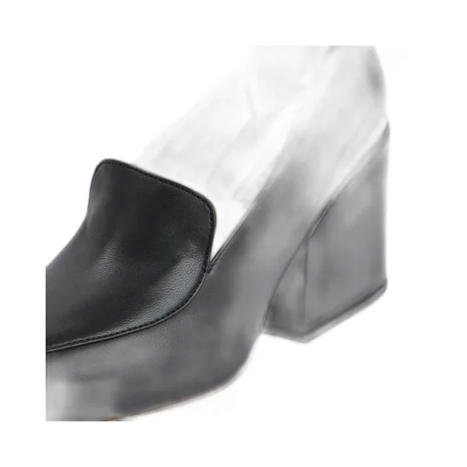 Block-Heel Pointed-Toe Leather Pumps