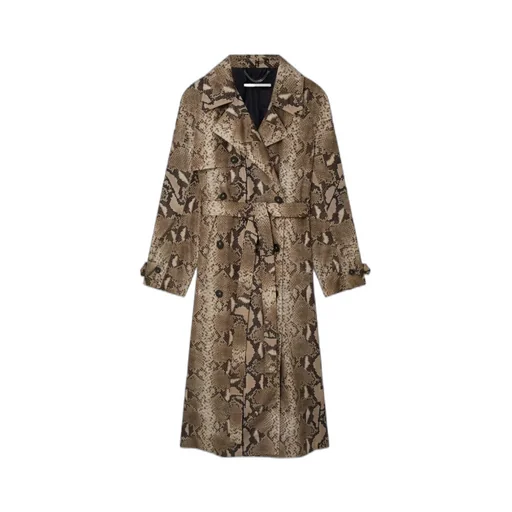 Stella Mccartney Graphic Printed Double Breasted Belted Trench Coat