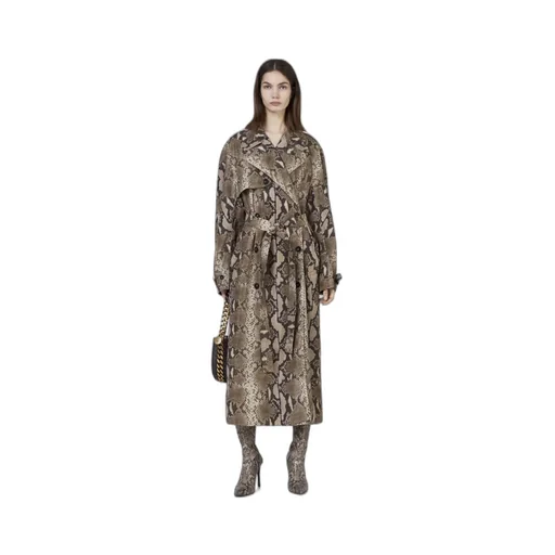 Stella Mccartney Graphic Printed Double Breasted Belted Trench Coat