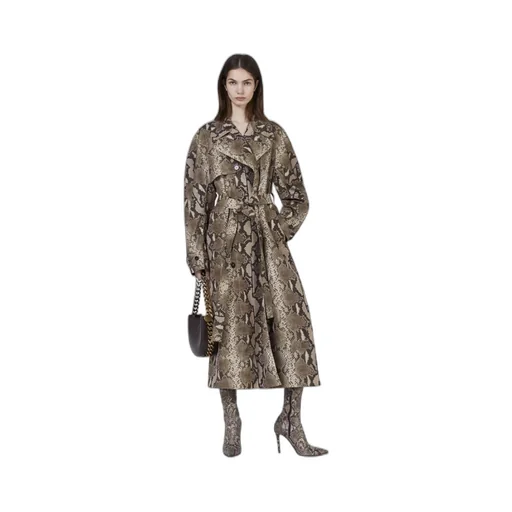 Stella Mccartney Graphic Printed Double Breasted Belted Trench Coat