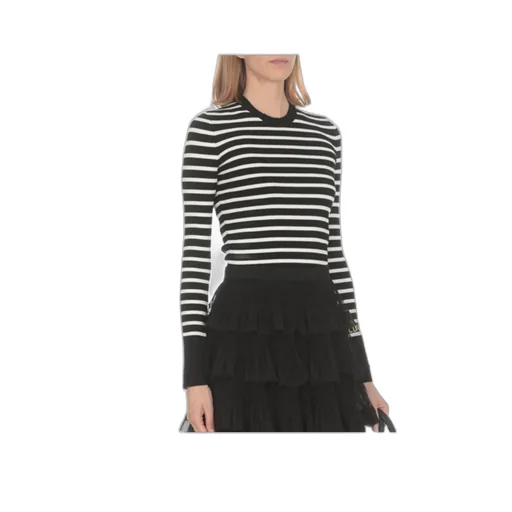 Round-Neck Long-Sleeved Striped Sweater