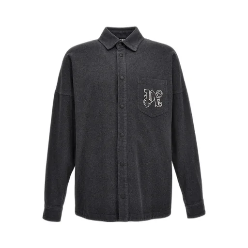 Palm Angels Monogram Embroidered Flannel Overshirt