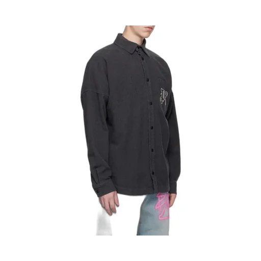 Palm Angels Monogram Embroidered Flannel Overshirt