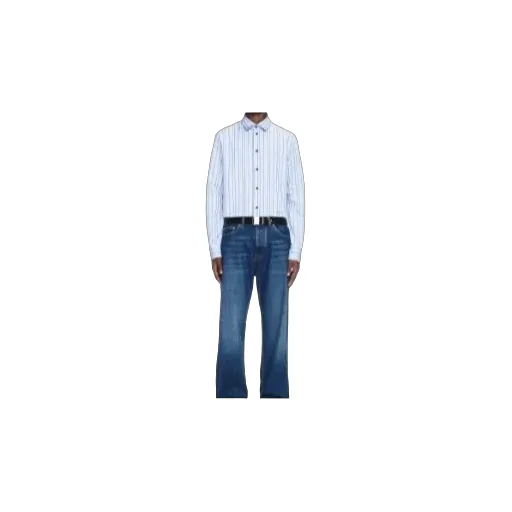 Off-White Striped Curved Hem Shirt