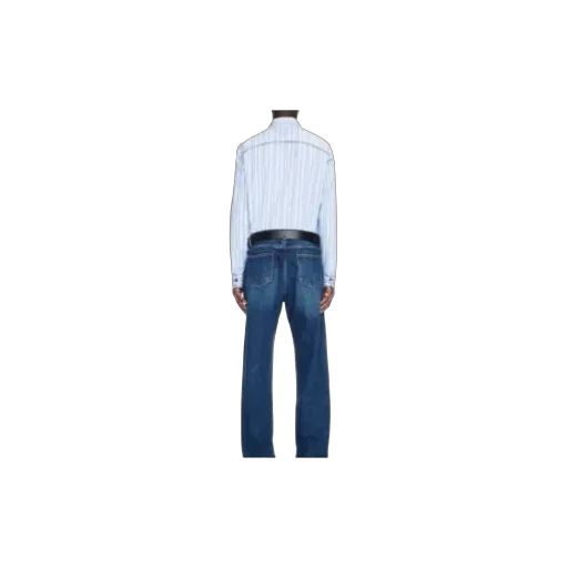 Off-White Striped Curved Hem Shirt