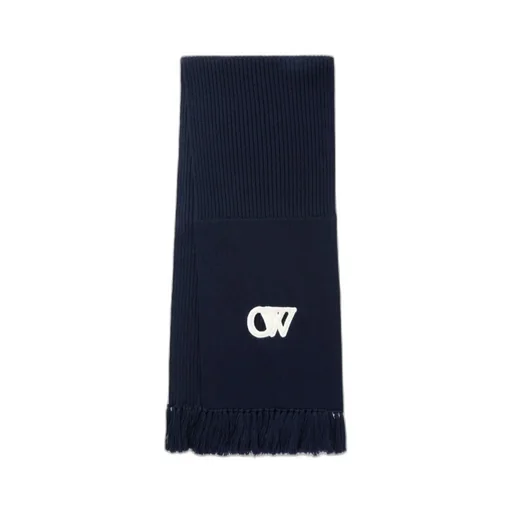 Off-White Logo Embroidered Fringed Edge Scarf