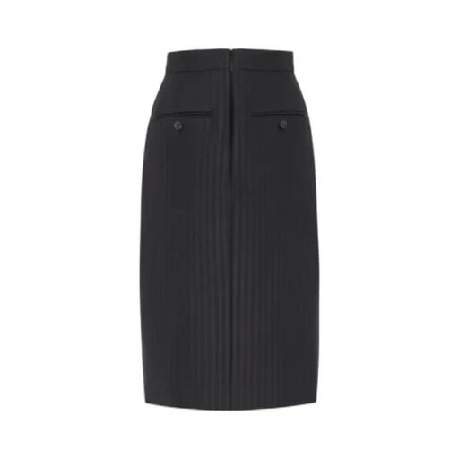Saint Laurent Stripe Detailed Zipped Pencil Skirt