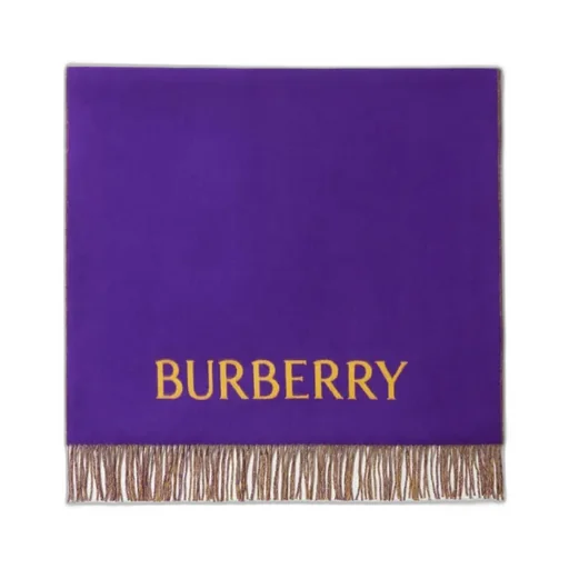 Burberry Logo Embroidered Fringed-Edge Scarf