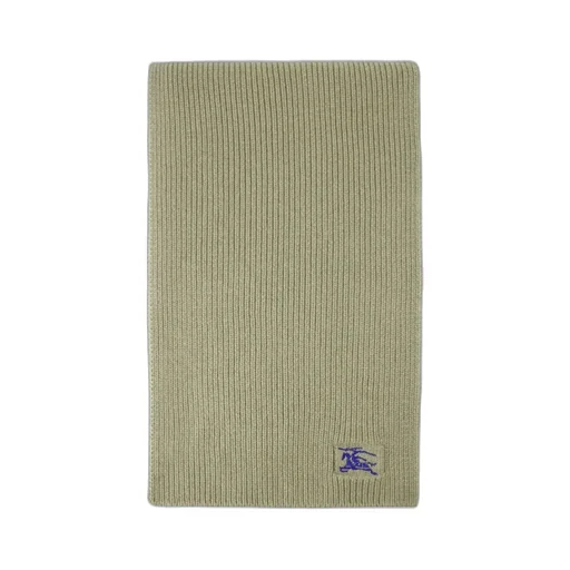 Burberry Logo Embroidered Ribbed-Knit Scarf