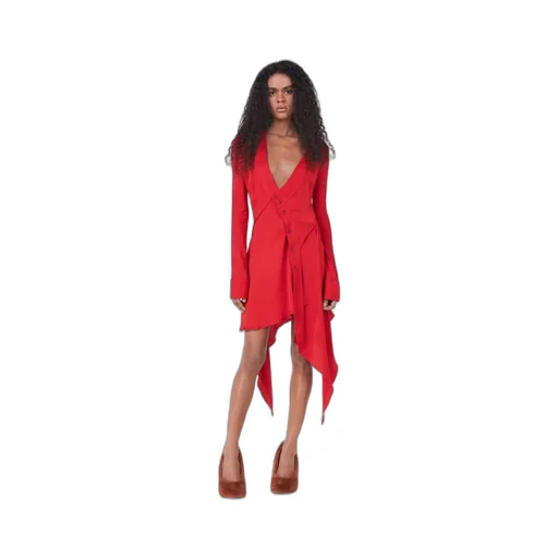 Stella Mccartney Long-Sleeved Asymmetric-Seam Cut-Out Dress