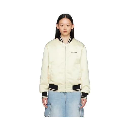 Palm Angels Logo Embroidered Zipped Bomber Jacket